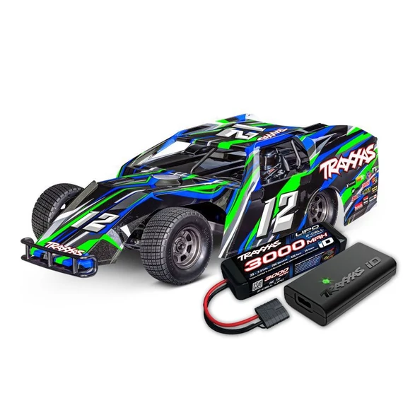 TRAXXAS Slash Modified BL-2S Green 1/10 Dirt Oval Racer RTR Brushless akksival és töltővel