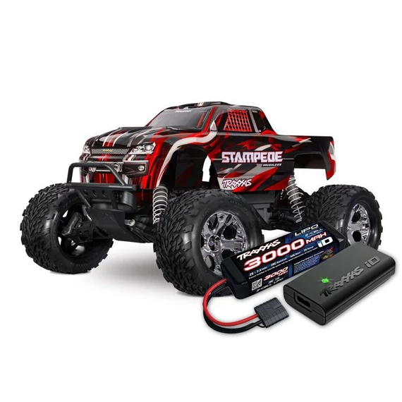 TRAXXAS Stampede 1/10 2WD Monster-Truck Red RTR Brushless akksival és töltővel