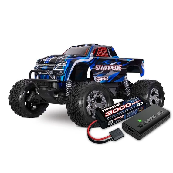 TRAXXAS Stampede 1/10 2WD Monster-Truck Blue RTR Brushed, akksival és töltővel