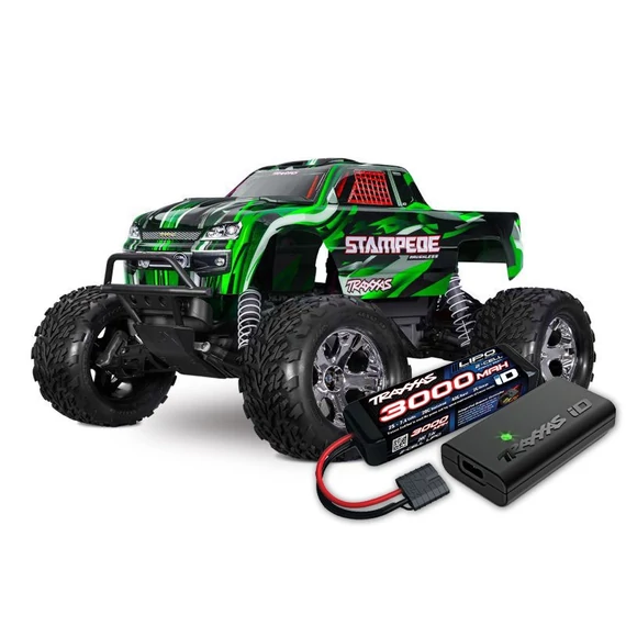 TRAXXAS Stampede 1/10 2WD Monster-Truck Green RTR Brushless akksival és töltővel