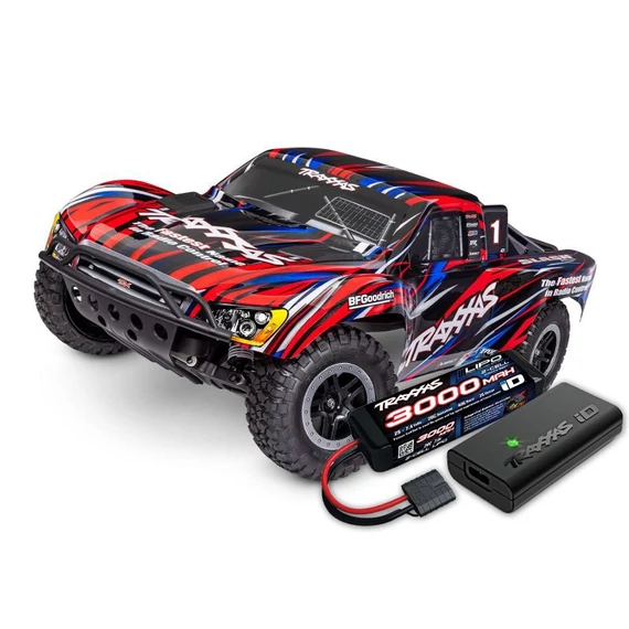 TRAXXAS Slash 1/10 2WD Short-CourseTruck red RTR BL-2S Brushless, HD akksival és töltővel