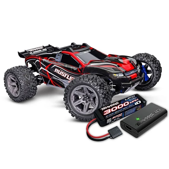 TRAXXAS Rustler 4x4 BL-2S Red 1/10 Stadium Truck RTR akksival és töltővel