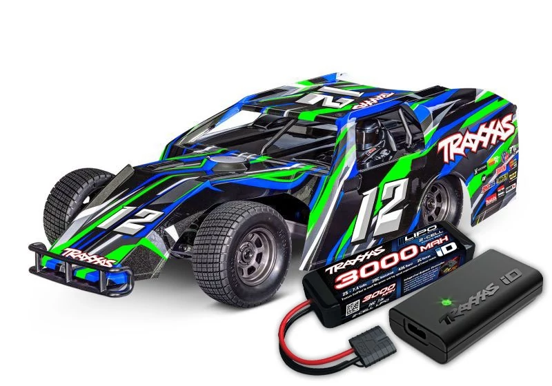 TRAXXAS Slash Modified BL-2S Green 1/10 Dirt Oval Racer RTR Brushless akksival és töltővel