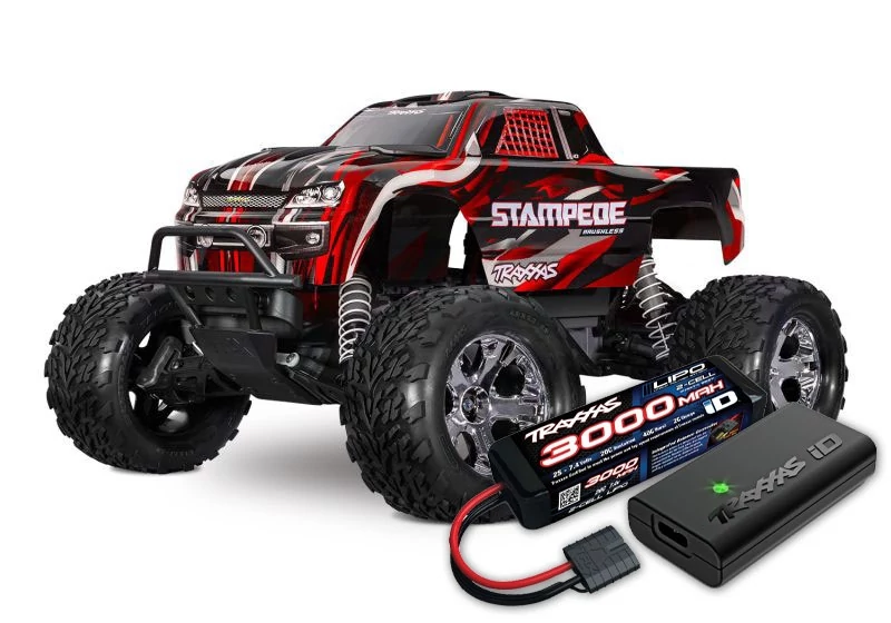 TRAXXAS Stampede 1/10 2WD Monster-Truck Red RTR Brushless akksival és töltővel