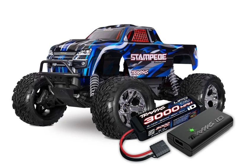 TRAXXAS Stampede 1/10 2WD Monster-Truck Blue RTR Brushed, akksival és töltővel