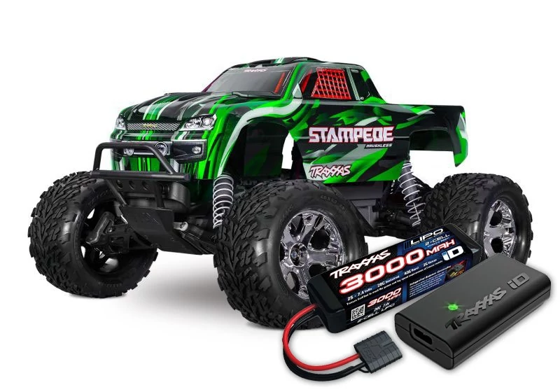 TRAXXAS Stampede 1/10 2WD Monster-Truck Green RTR Brushless akksival és töltővel