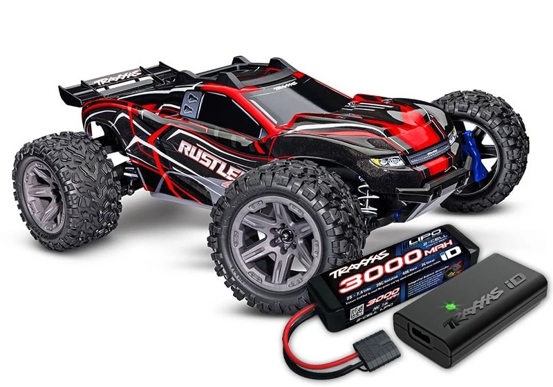 TRAXXAS Rustler 4x4 BL-2S Red 1/10 Stadium Truck RTR akksival és töltővel