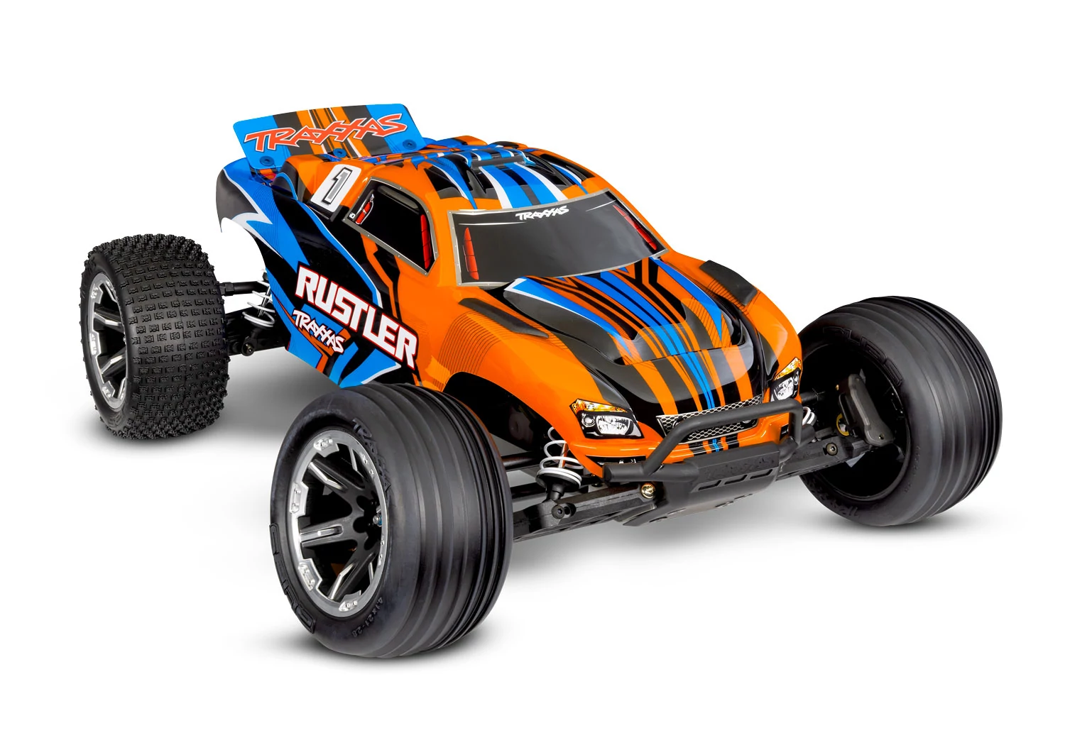 TRAXXAS Rustler 1/10 2WD Stadium-Truck blue RTR Brushed, HD akksival és töltővel